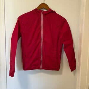Canadiana Windbreaker Rain Jacket Spring Size L Youth Red 100% Nylon